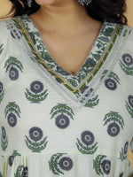Thumbnail for Aramya Flared Soft Cotton Block Print Women's Kurta - Off White - Distacart