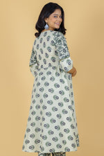 Thumbnail for Aramya Flared Soft Cotton Block Print Women's Kurta - Off White - Distacart