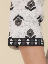Thumbnail for Aramya Straight Soft Cotton Ikat Print Women's Kurta - White