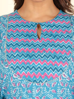 Thumbnail for Aramya Straight Soft Cotton Floral Print Women's Kurta - Blue - Distacart