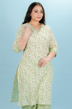 Thumbnail for Aramya Straight Soft Cotton Floral Print Women's Kurta - Green - Distacart