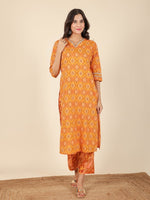 Thumbnail for Aramya Straight Soft Cotton Geometric Print Women's Kurta - Yellow - Distacart