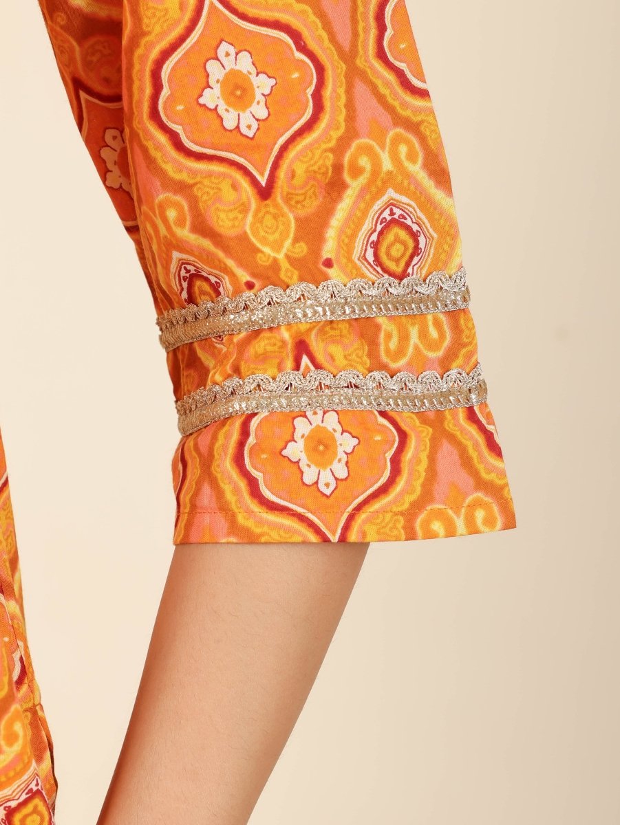 Aramya Straight Soft Cotton Geometric Print Women's Kurta - Yellow - Distacart