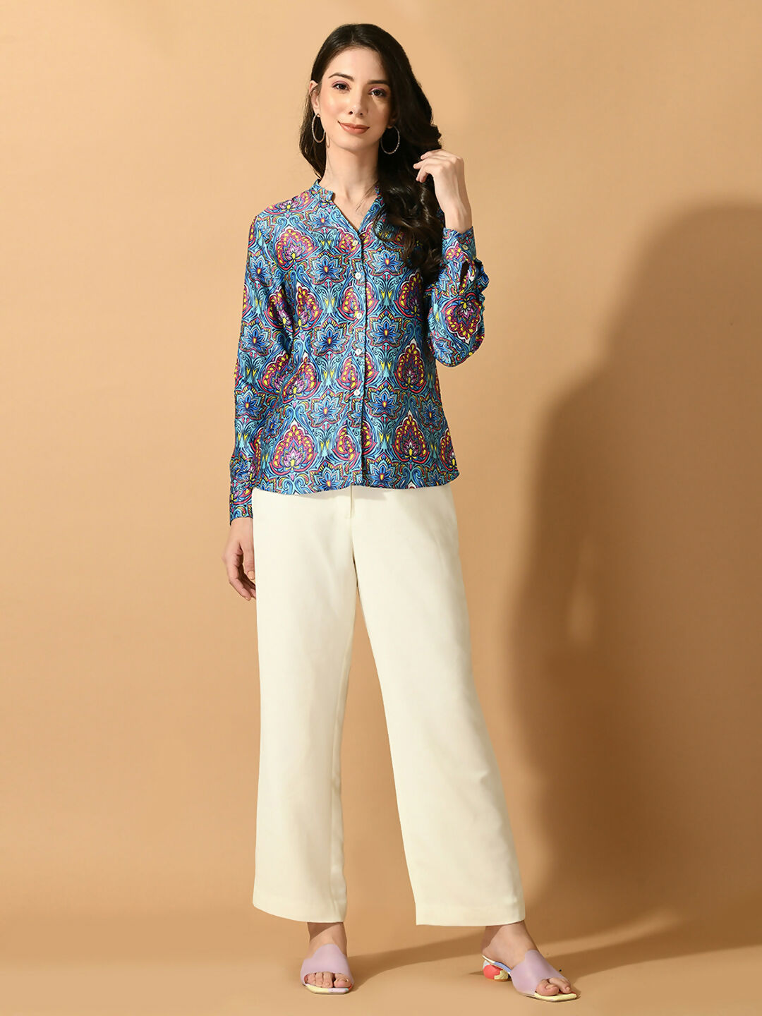 Myshka Women's Multi Satin Printed Smart Shirt - Distacart