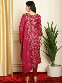Thumbnail for Aastha Fashion Women's Red Pashmina Floral Digital Printed Kurta with Trouser & Dupatta - Distacart
