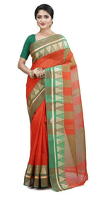 Thumbnail for Exclusive Collection Red 100% Pure Cotton Tant Saree