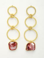 Thumbnail for NVR Women's Gold-Plated Mother of Pearl Handcrafted Drop Earrings - Distacart