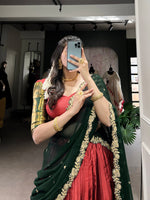 Thumbnail for Lehenga Mart Designer Wedding Lehenga Choli For Women - Red - Distacart