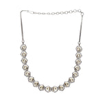 Thumbnail for Dual Tone Gold and Silver Choker with American Diamonds and Kundan (Silver) - Ruby Raang - Distacart