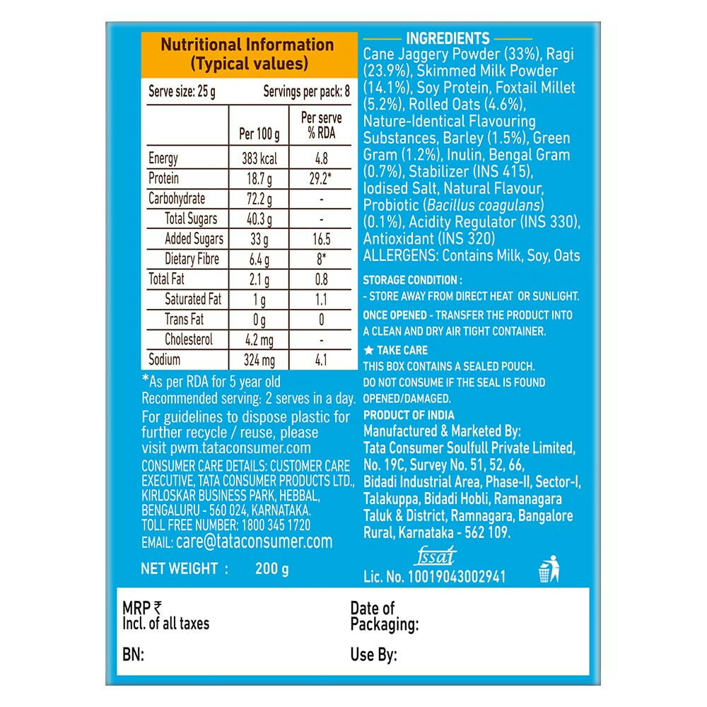 Tata Soulfull Nutri Drink+ For Kids With Millets - Cookie & Cream Flavor - Distacart