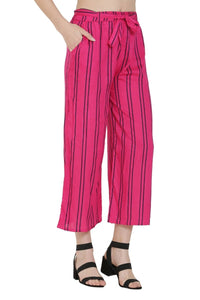 Thumbnail for Asmaani Pink Color Rayon Fabric Stripped Palazzo