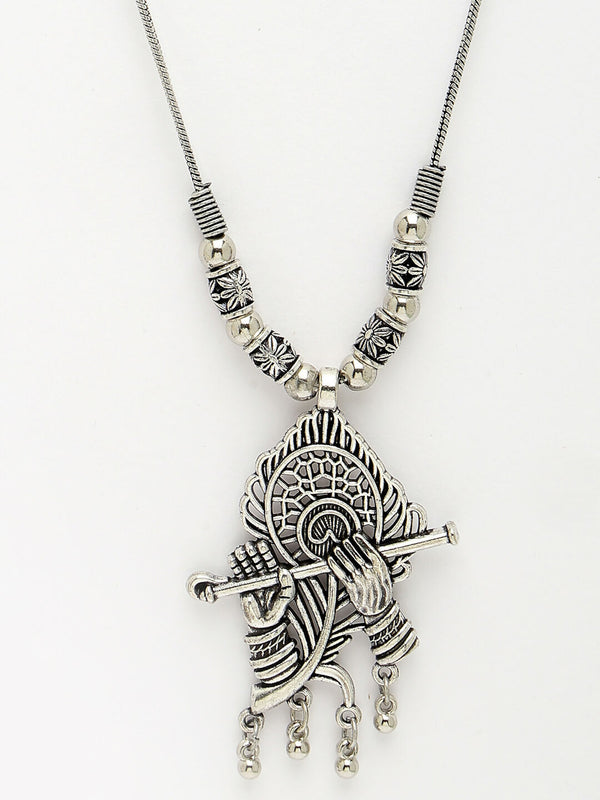 NVR Women's Silver-Toned German Silver Oxidised Pendant with Chain - Distacart