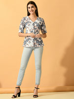 Thumbnail for Myshka Women's White Printed Party Top - Distacart