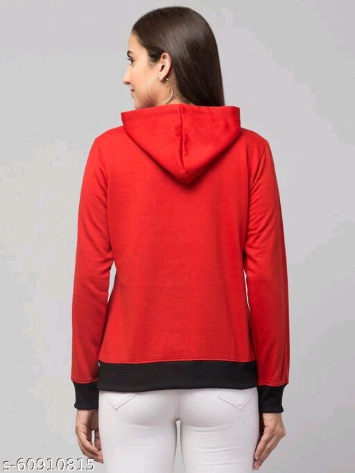 PAVONINE Red Color Butterfly-Design Pullover Hoodie Sweatshirt For Girls - Distacart