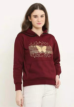 Thumbnail for PAVONINE Wine Color Butterfly-Design Pullover Hoodie Sweatshirt For Girls - Distacart