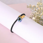 Thumbnail for NVR Men & Women Black Evil Eye Crystal Spring Ring Bracelet - Distacart