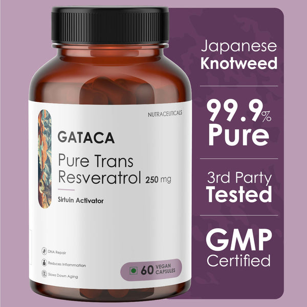 GATACA Pure Trans-Resveratrol - 250 mg Capsules for More Repair, Better Heart, More Life