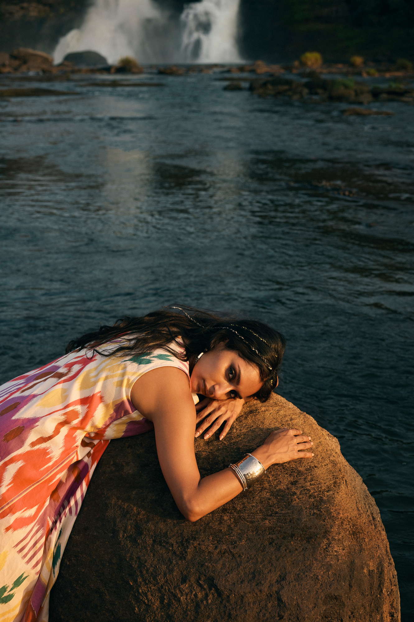 trueBrowns Pink Cotton Ikat Sleeveless Dress - Distacart