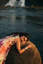 Thumbnail for trueBrowns Pink Cotton Ikat Sleeveless Dress - Distacart