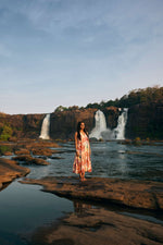 Thumbnail for trueBrowns Pink Cotton Ikat Sleeveless Dress - Distacart