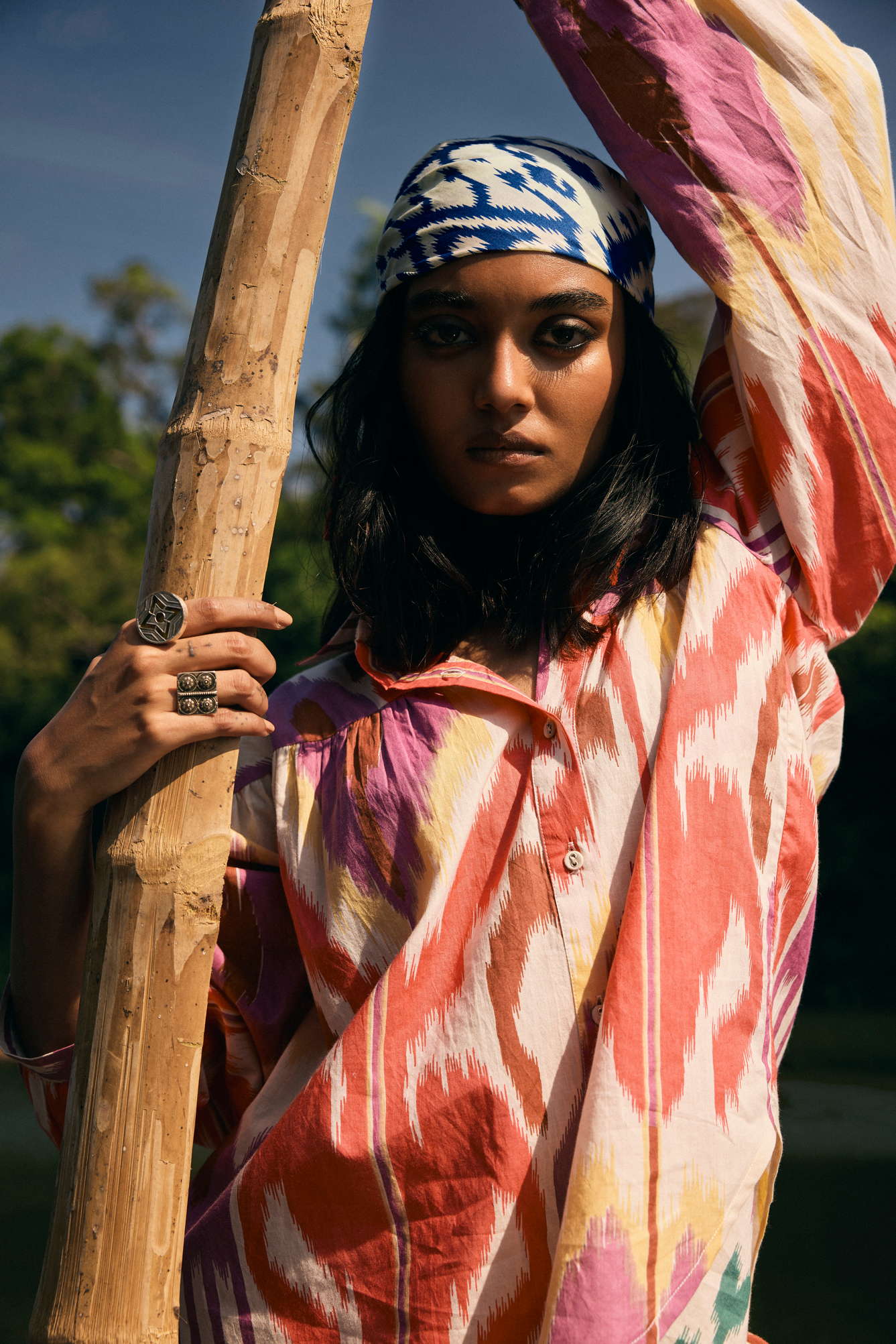 trueBrowns Pink Cotton Ikat Shirt Co-ord Set - Distacart