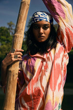 Thumbnail for trueBrowns Pink Cotton Ikat Shirt Co-ord Set - Distacart