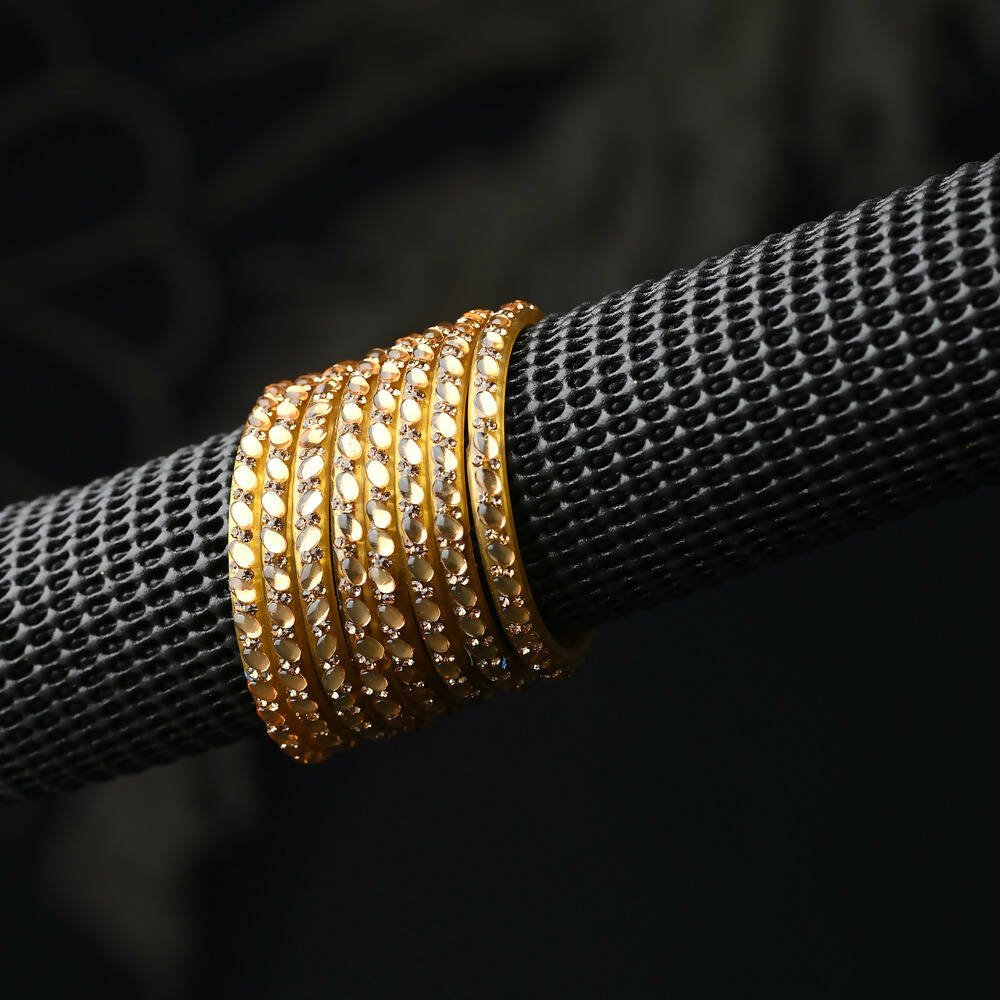 Afast Elegant Bridal & Wedding Party Fashion Bangle/Kada Set, Gold, Glass, Pack Of 8 Model No- A39 - Distacart