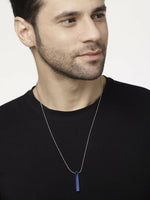 Thumbnail for NVR Men's Set of 2 Gold & Blue Geomatric Pendent With Chain - Distacart