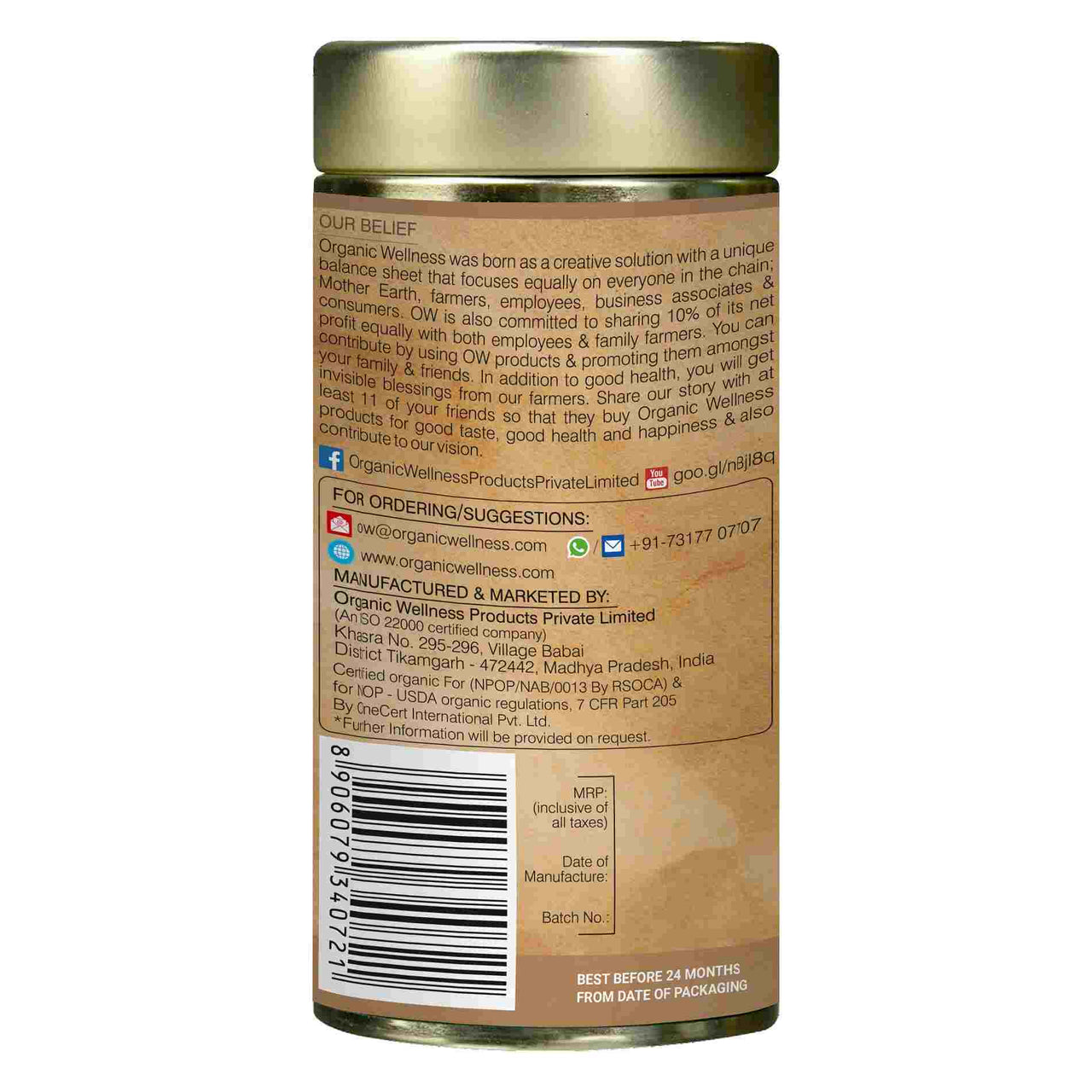Organic Wellness Ow'Real Tulsi Brahmi Tin Pack - Distacart