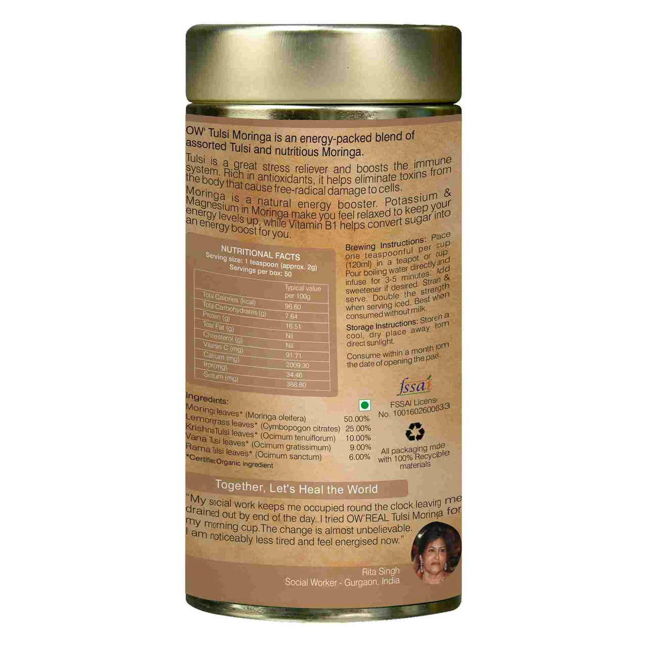 Organic Wellness Ow'Real Tulsi Moringa Tin Pack - Distacart