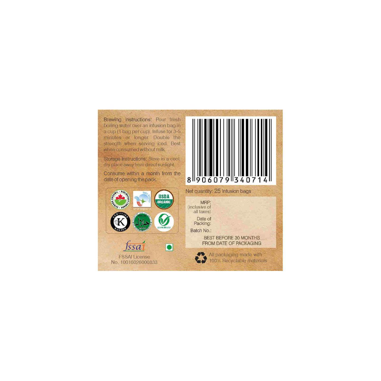 Organic Wellness Ow'real Tulsi Brahmi Teabags - Distacart
