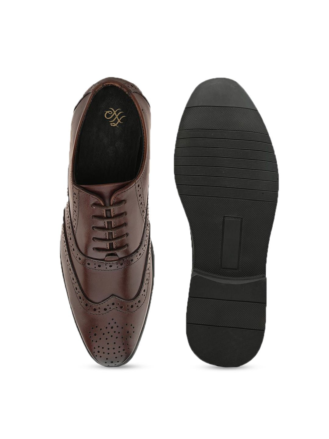 House of Pataudi Men Leather Formal Brogues Shoes