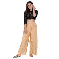 Thumbnail for Asmaani Beige Color Gold Print Palazzo