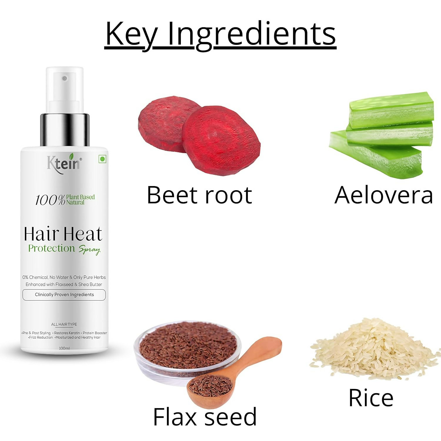 Ktein 100% Plant based Natural Hair Heat Protection Spray - Distacart