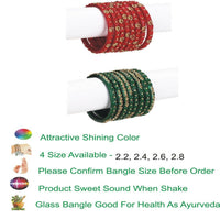 Thumbnail for Afast Bridal Wedding & Party Fashionable Colorful Glass Bangle/Kada Set, Pack Of 16 - Red, Green - Distacart