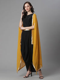 Thumbnail for Ahalyaa Women's Black Crepe Top Skirt With Shrug - Distacart