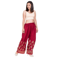 Thumbnail for Asmaani Maroon Color Gold Print Palazzo