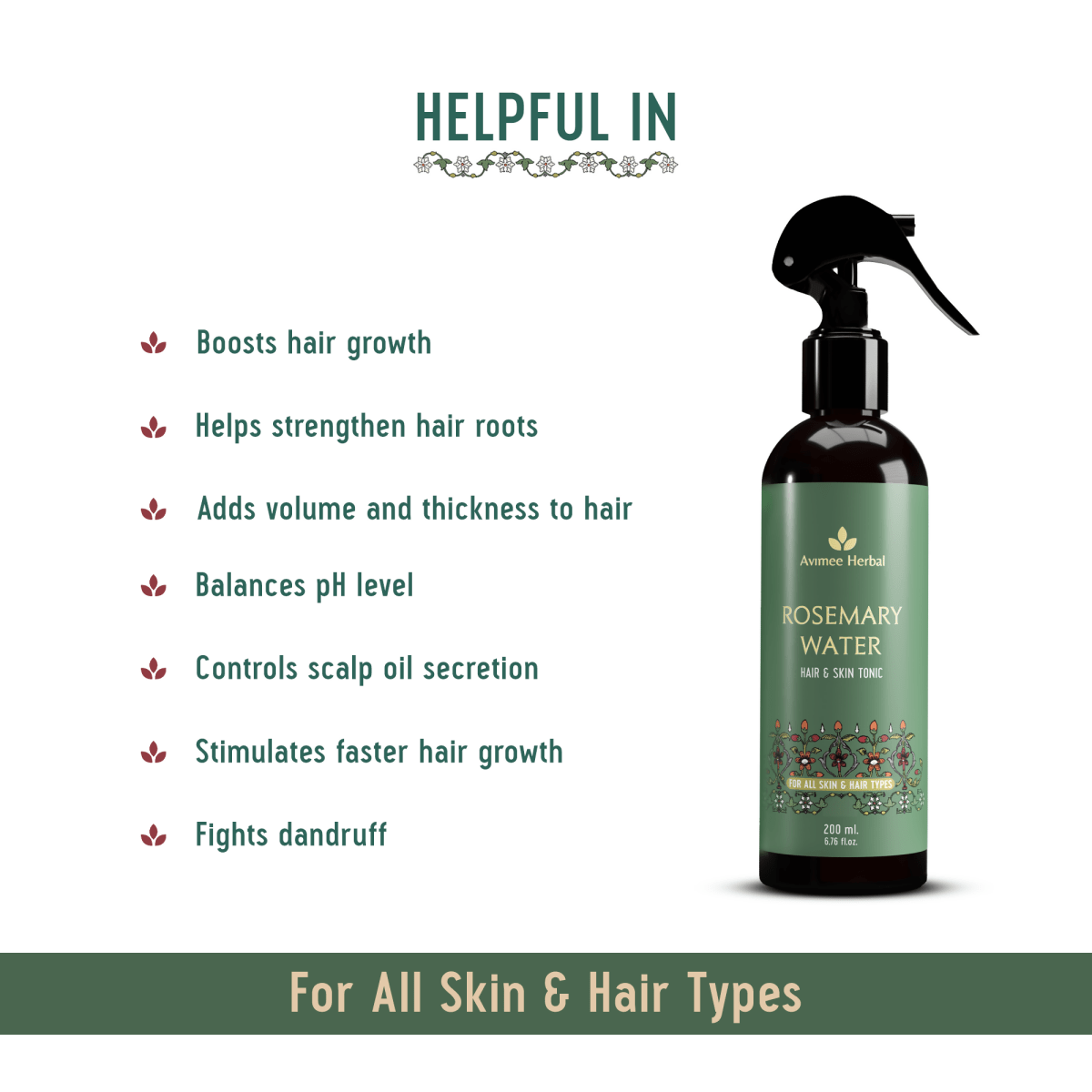 Avimee Herbal Rosemary Water For Hair And Skin For Hair Growth, Hair Fall Control and Scalp Health - Distacart