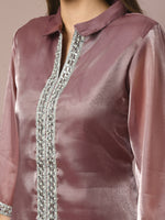 Thumbnail for Myshka Women's Brown Solid Longline Party Tunic - Distacart