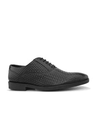 Thumbnail for House of Pataudi Men leather Textured Formal Oxfords Shoes