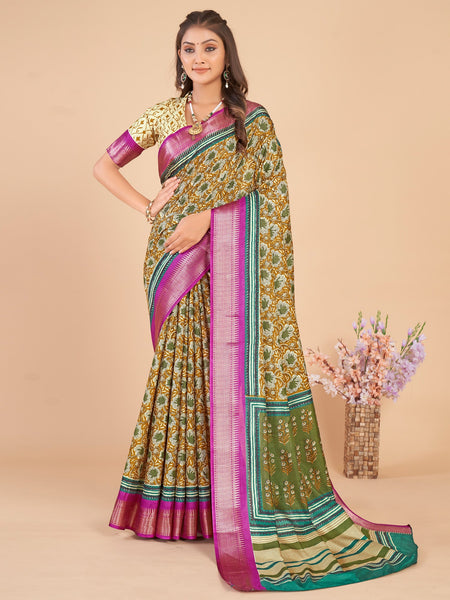 NOZ2TOZ Women's Dola Silk Camel Brown Woven Design Designer Saree With Blouse Piece - Distacart