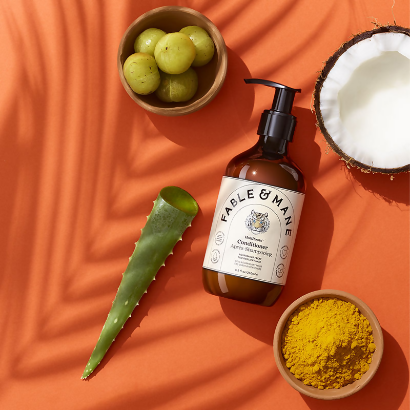 Fable & Mane HoliRoots Hydrating Conditioner For Smooth Frizz-Free Hair With Coconuts And Turmeric