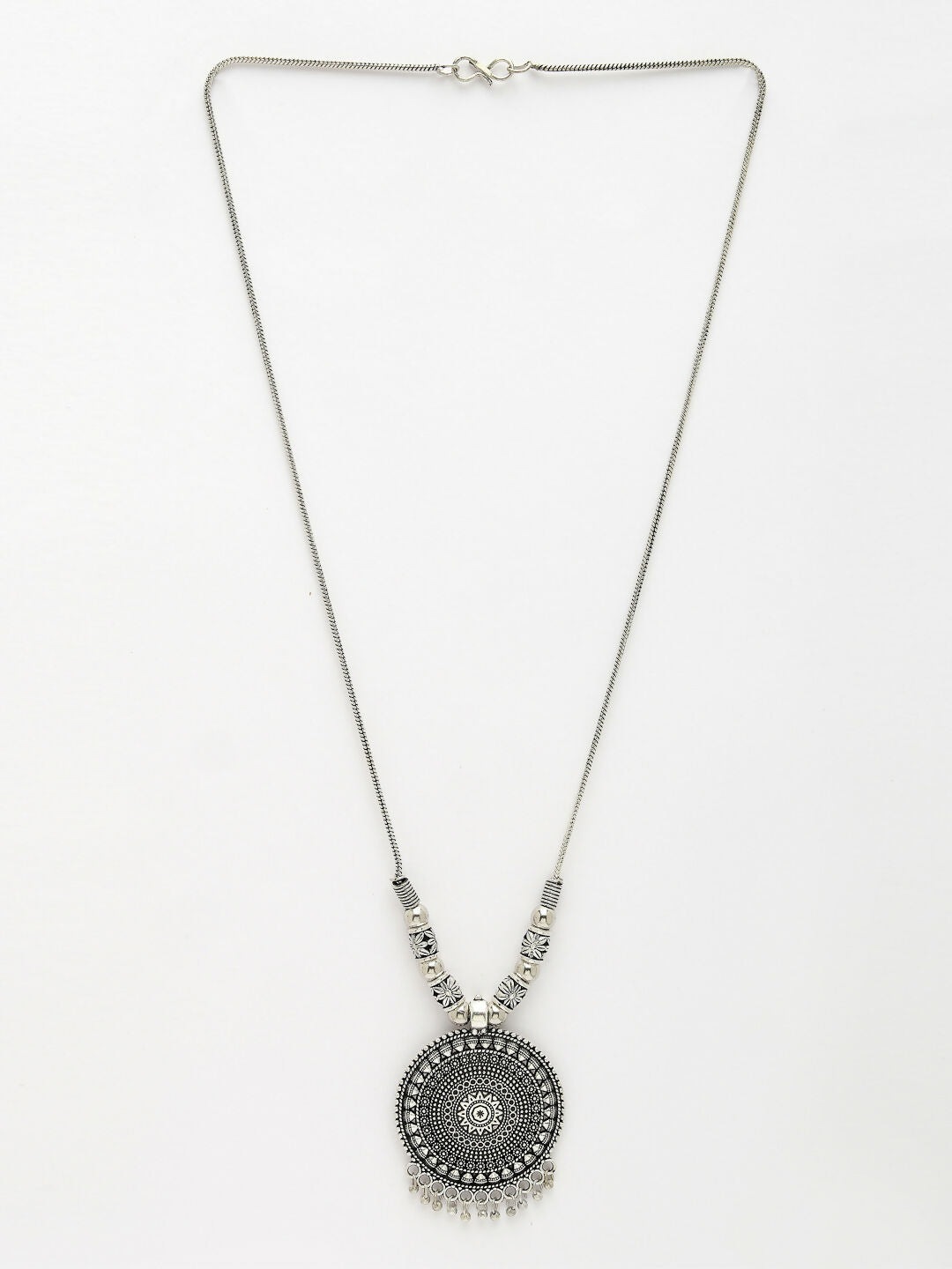 NVR Women's Silver-Toned Circular Shape Pendant with Chain - Distacart