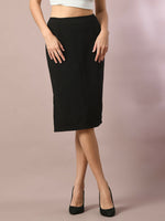 Thumbnail for Myshka Women's Black Solid Knee Length Party Embellished Skirts - Distacart