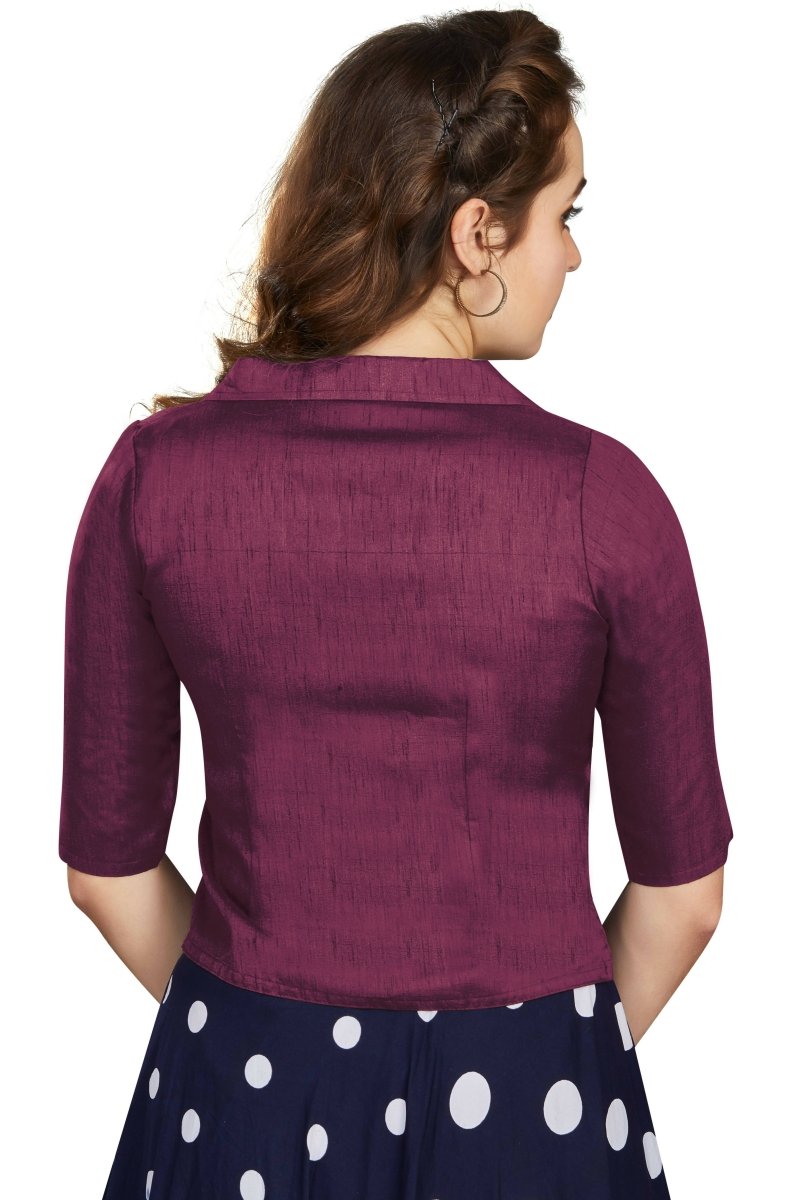 Aastha Fashion Women's Women's Wine Art Silk Button Readymade Blouse - Distacart