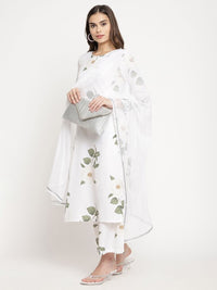 Thumbnail for Ahalyaa Women's White Crepe Digital Print Kurta Palazzo Set With Dupatta