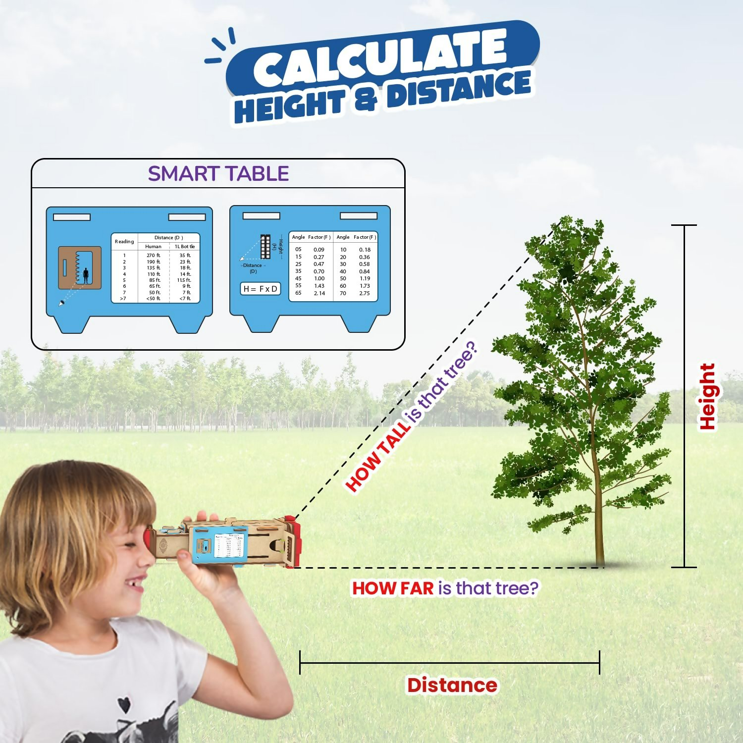 Smartivity Telescope Toy For Kids Age 8, 9, 10, 11, 12, 13, 14 Years Old Measure Height & Distance