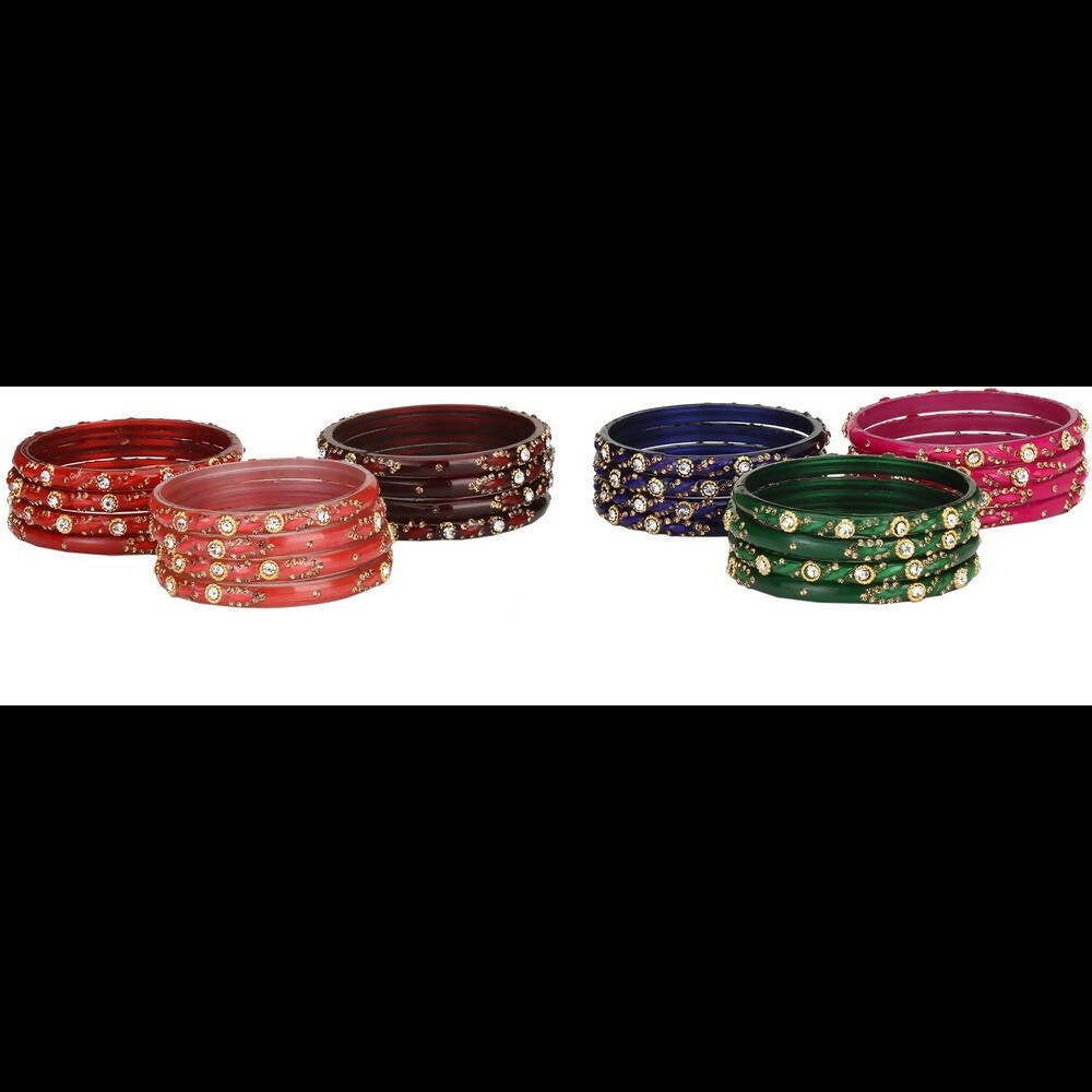 Afast Bridal Wedding & Party Fashionable Colorful Glass Bangle/Kada Set, Pack Of 24 - Distacart