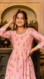 Thumbnail for Pomcha Jaipur Gaurangi Rutvi Muslin Printed Anarkali Set - Distacart