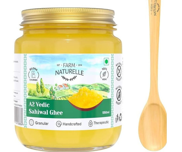 Farm Naturelle A2 Vedic Sahiwal Ghee - Desi Cow Ghee | Natural, Healthy, and Pure | Cultured Cow Ghee - Distacart